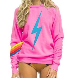 Bolt 5 Stripe Neon Pink Sweater